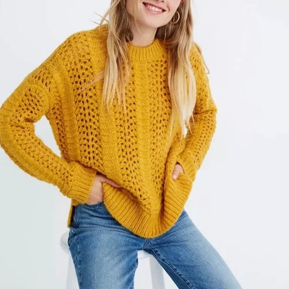 Madewell yellow pointelle sweater